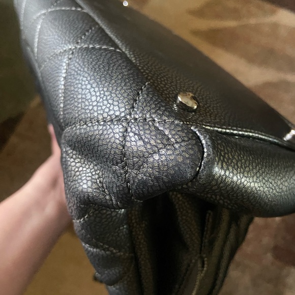 Authentic Chanel Purse CC Shopping Tote  silver hardware leather - Picture 11 of 16